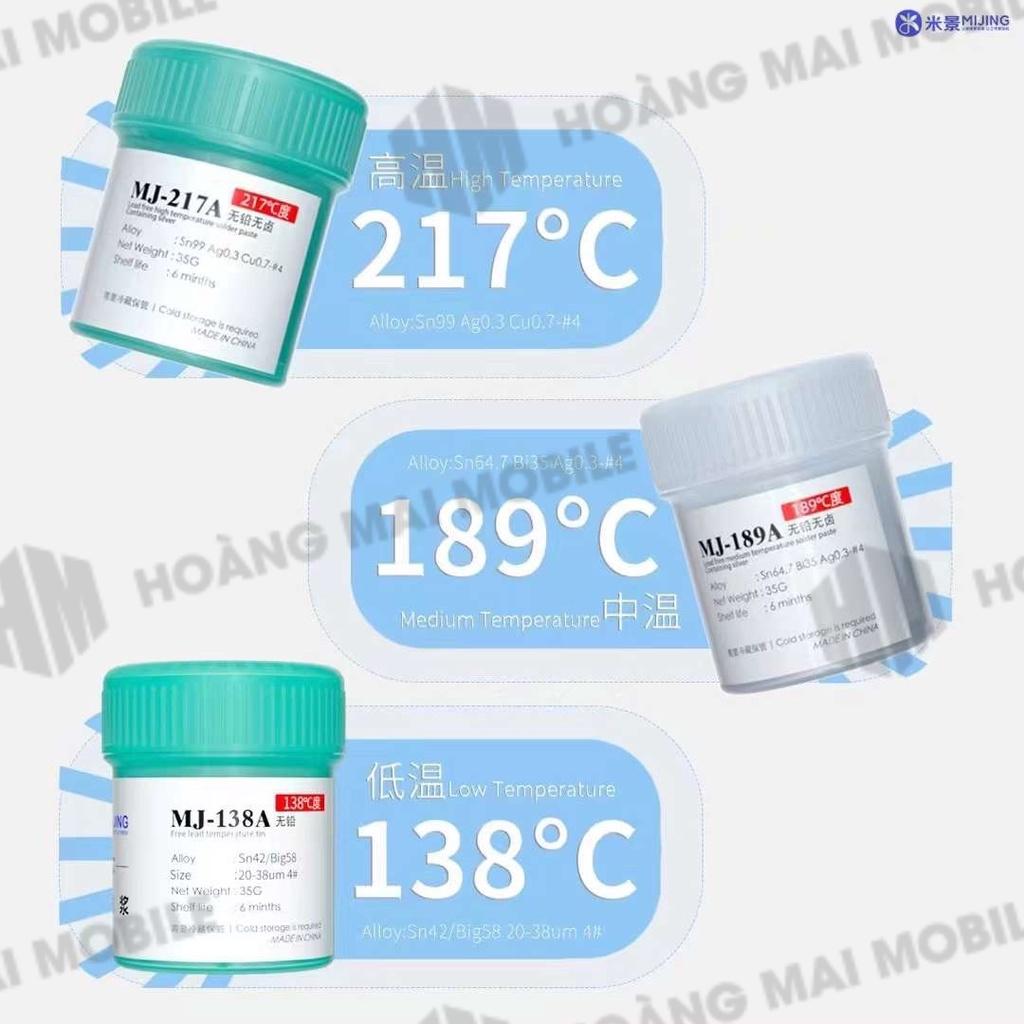 Thiếc hàn bột MIJING (138, 190, 217 độ) lọ 35g