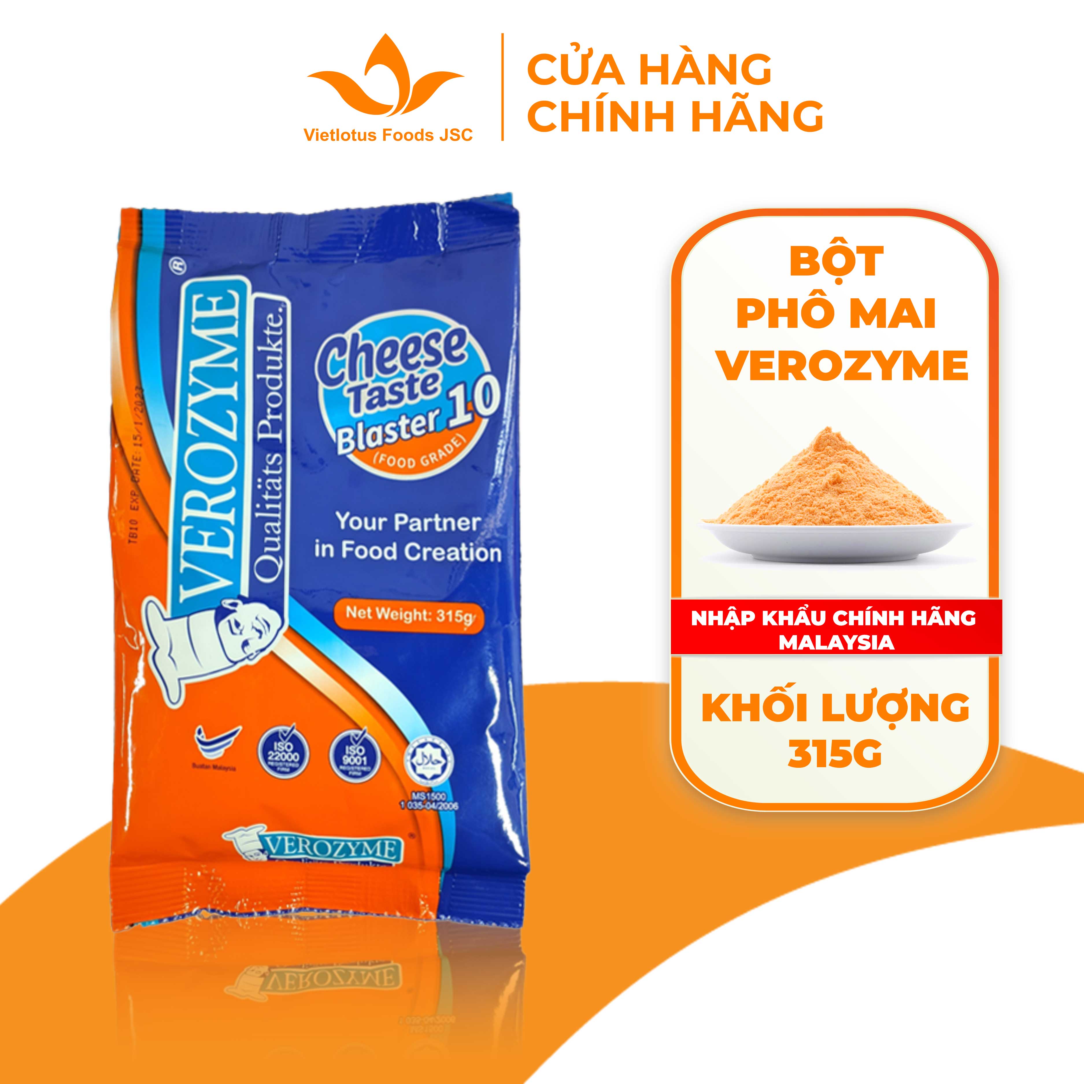 Bột Phô mai lắc Verozyme Malaysia - Cheese Taste Blaster túi 315G Nhập khẩu chính hãng Malaysia