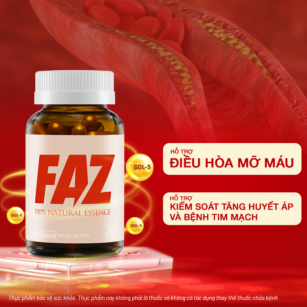 Combo 4 hộp viên uống FAZ điều hòa mỡ máu 30 viên tặng 1 hộp WIT 15 viên