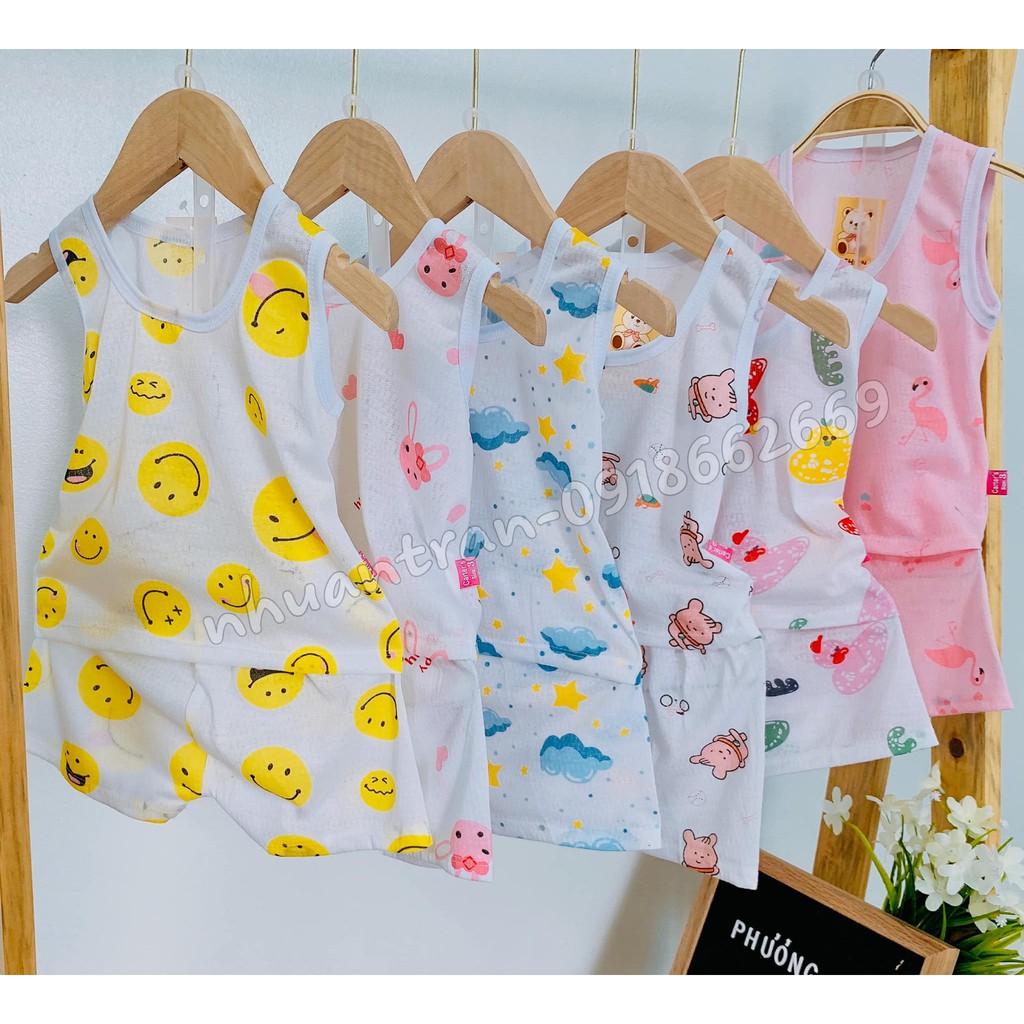 Combo 5 bộ cộc, ba lỗ cotton Thông hơi bé trái, bé gái loại 1 size 3-14 kg