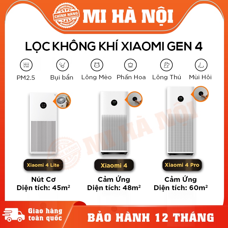 Máy lọc không khí Xiaomi Mi Air Purifier Gen 4 / 4 Lite / 4 Pro BH 12 tháng (Bản Quốc Tế) Hàng chính hãng