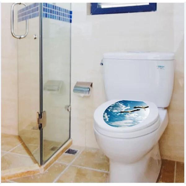 Decal dán toilet - chim bay