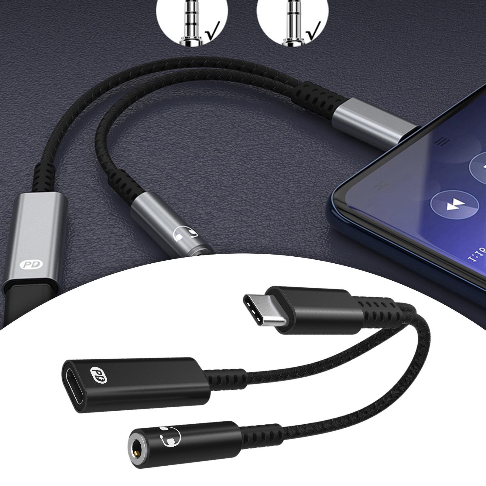 USB Type C Headset Adapter, PD 3.0 Fast Charging, Headphone Jack Charging Cable for Type-C Ports