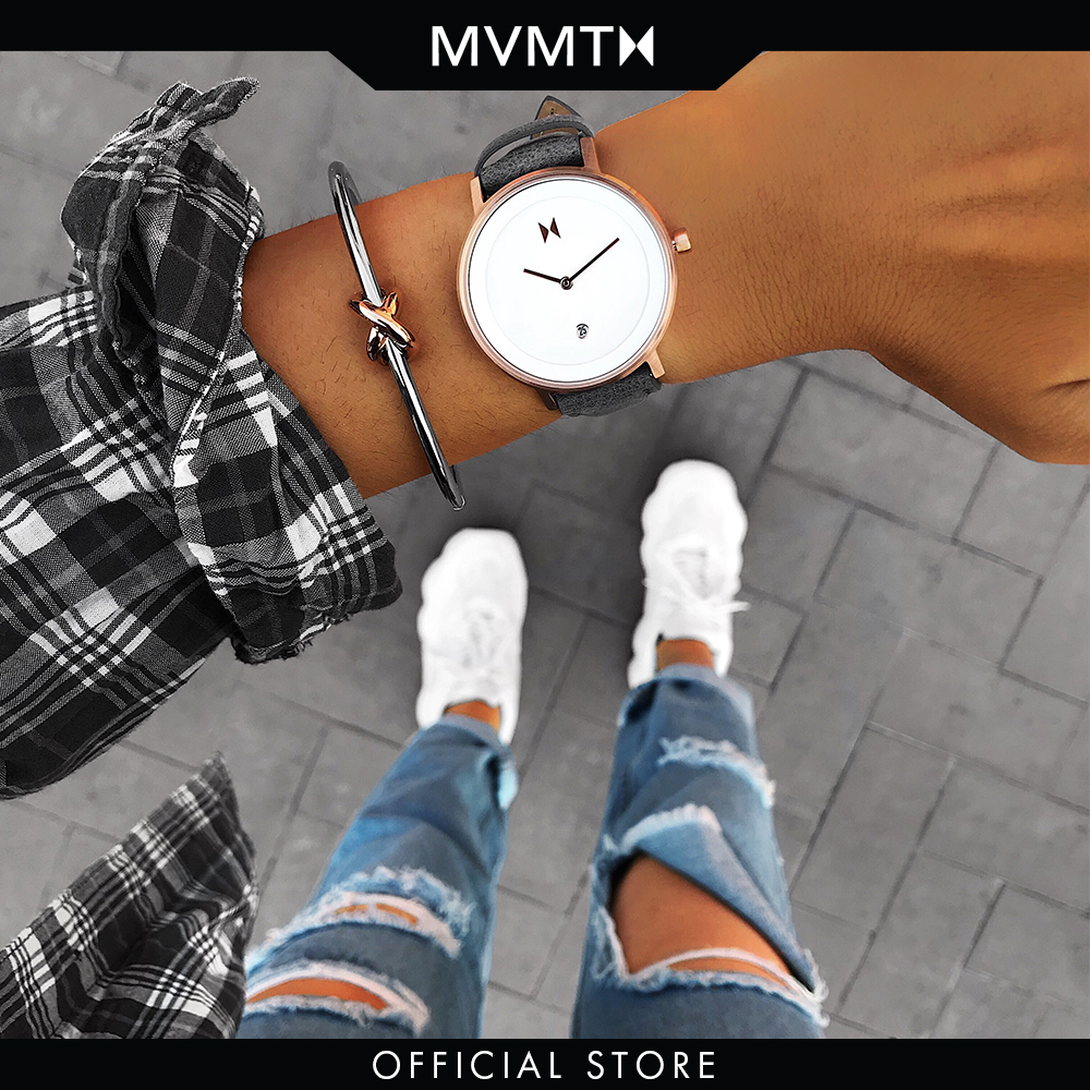 Đồng hồ Nữ MVMT dây da 34mm - Signature 2 D-MF02-WBLU