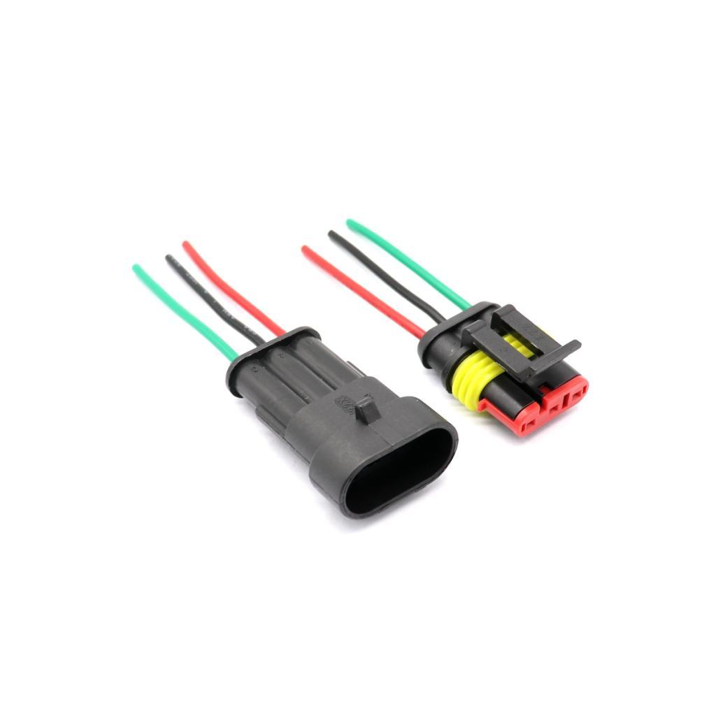 5x 3 Pin Way Car Waterproof Electrical Connector Plug with Wire Motorcycle