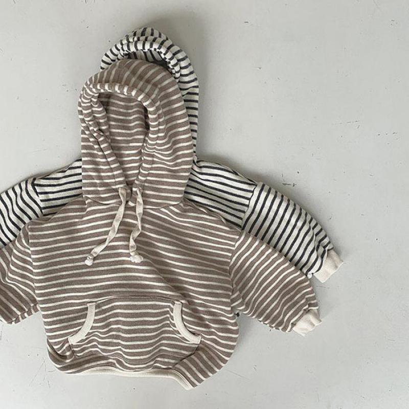 Trẻ Em Thường Quần Tây Nam In Sọc Áo Khoác Cho Bé Gái Bé Trai Quần Áo Thu Đông Hoodie Chui Đầu Trẻ Em Áo Nỉ Cao Cấp