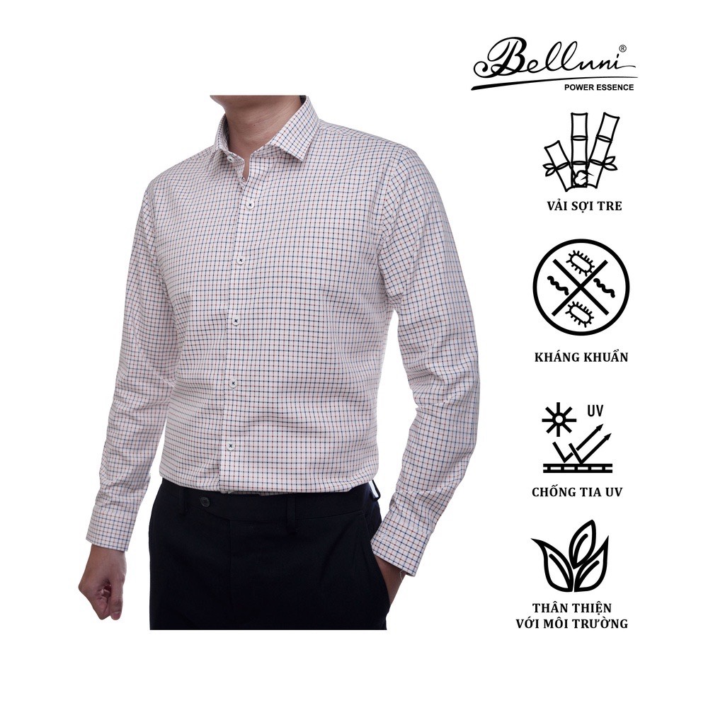 Áo sơ mi nam SlimFit tay dài cao cấp BELLUNI vải sợi tre thoải mái thanh lịch 157R7