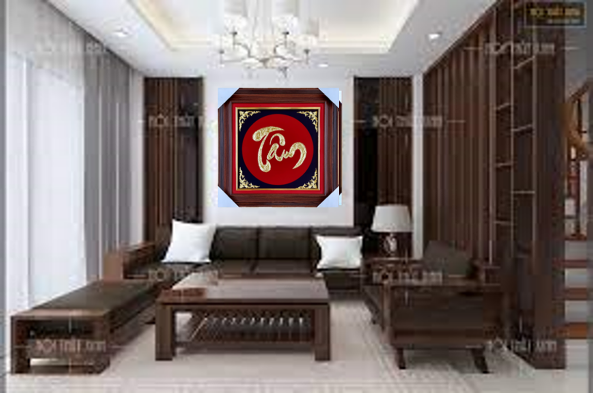 HCM- TRANH THƯ PHÁP CHỮ TÂM DÁT VÀNG 24K