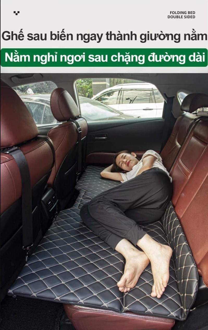 ĐỆM NGỦ GHẾ SAU Ô TÔ GẤP GỌN KHÔNG BƠM HƠI BẢO HÀNH 2 NĂM