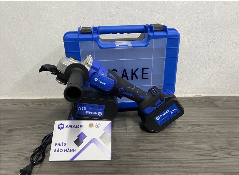 Máy Mài Pin ASAKE 21V Pin Khủng 15 Cell, Động Cơ Không Chổi Than, 100% Dây Đồng - Bảo Hành 12 Tháng