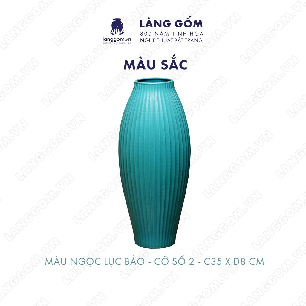 Bình hoa trang trí, Lọ hoa men mát quả bom khía - Gốm sứ Bát Tràng - langgom.vn