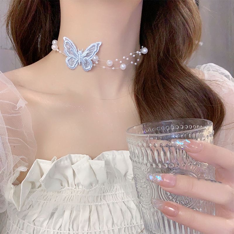 Vòng Cổ Choker Hạt Dây Mix Bướm Cực Xinh