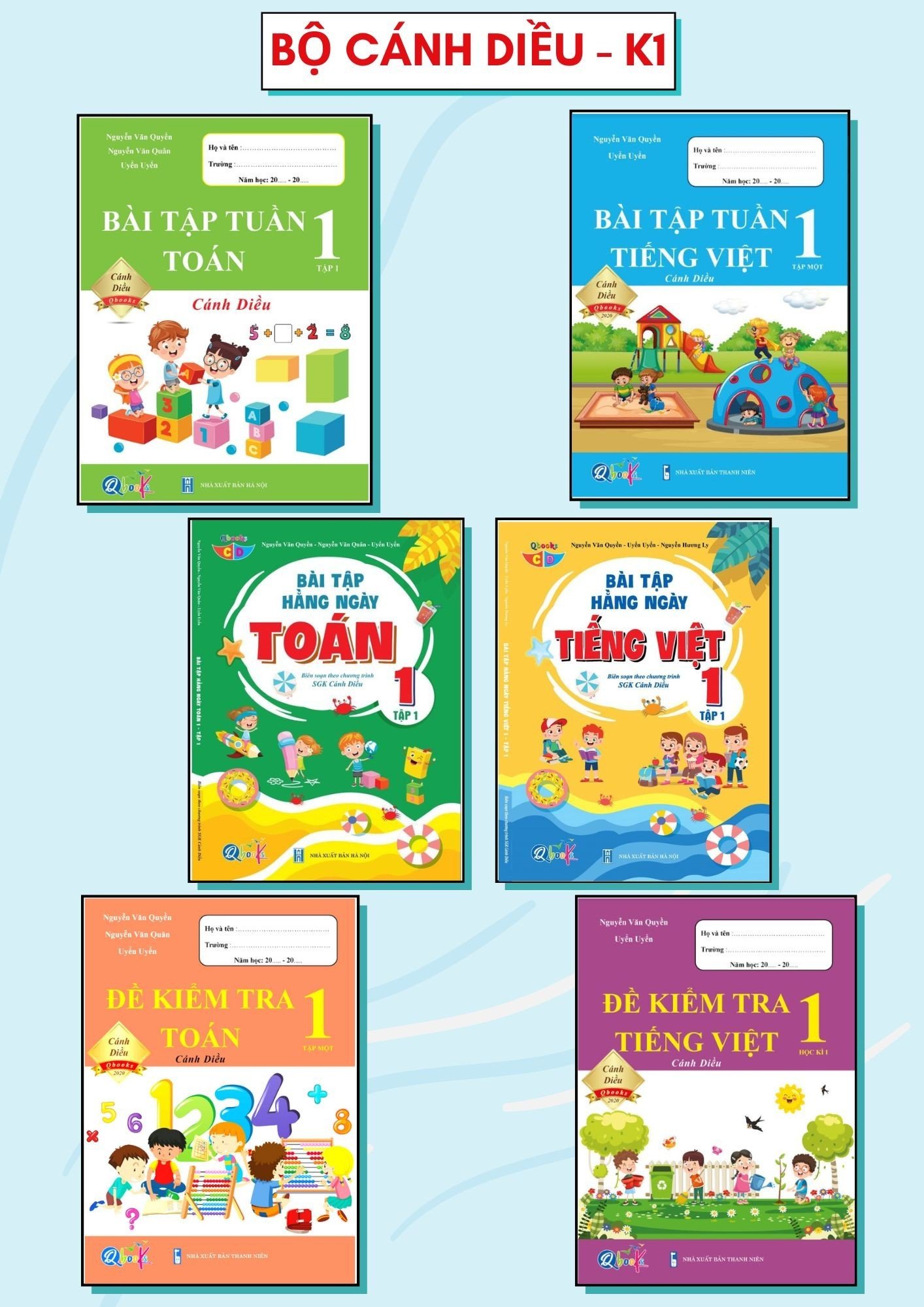 Combo Bài tập hàng ngày, Bài Tập Tuần, Đề Kiểm Tra Toán và Tiếng Việt Lớp 1 - Kỳ 1 - Cánh diều (6 quyển)