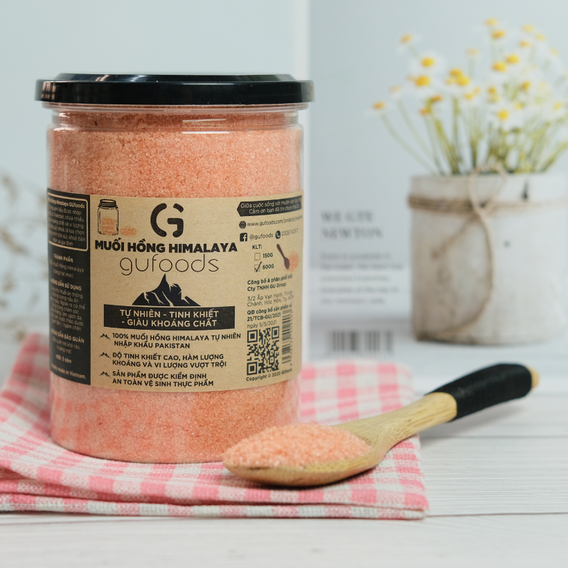Muối Hồng Himalaya GUfoods (dạng hạt mịn) - Tự Nhiên, Tinh Khiết, Giàu Khoáng Chất, Tốt Cho Sức Khỏe
