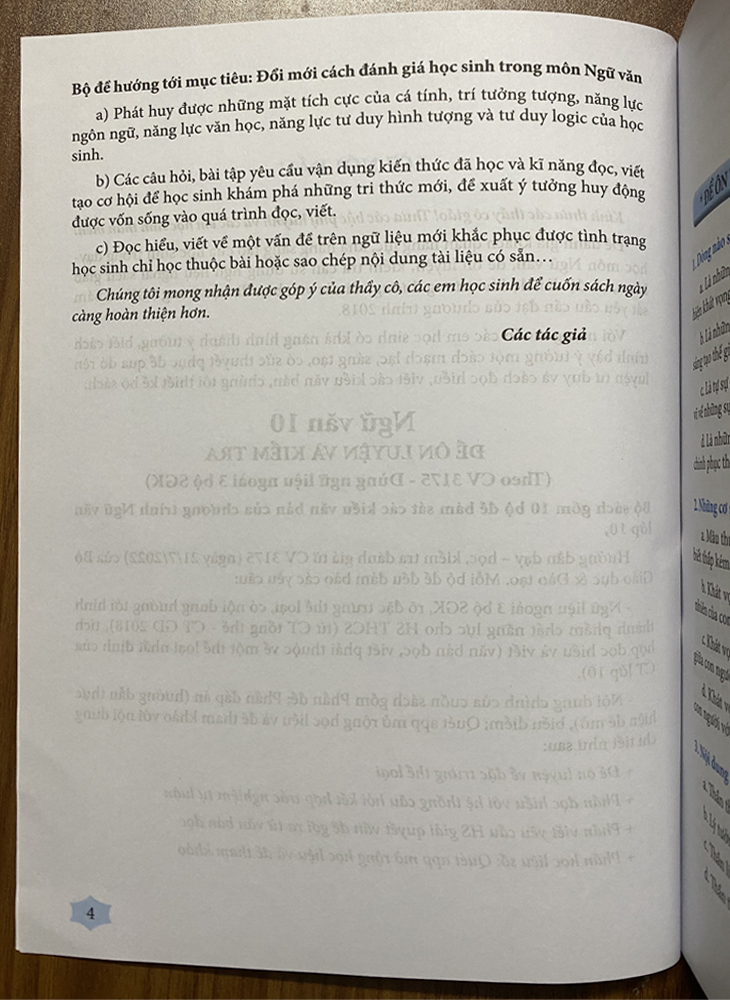 Ngữ văn 10 - Đề ôn luyện và kiểm tra ((Dùng ngữ liệu ngoài sgk - theo chương trình GDPT 2018 – dùng cho 3 bộ SGK)