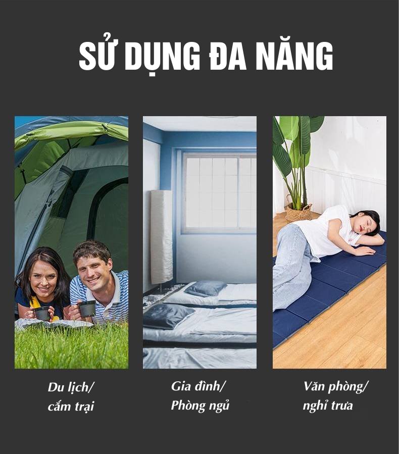 Đệm Gấp Ngủ Trưa Văn Phòng VP00180 Kèm Túi Đựng Đệm - Nêm Ngủ Gấp Gọn Kích Thước 80cm x 190cm