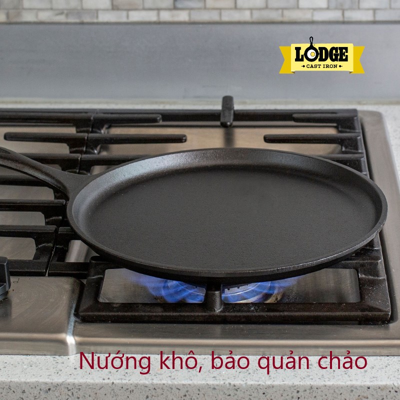 Chảo gang nướng chính hãng Lodge lòng bằng 26.67cm - L9OG3. Chảo dùng nướng, áp chảo, đổ bán xèo.