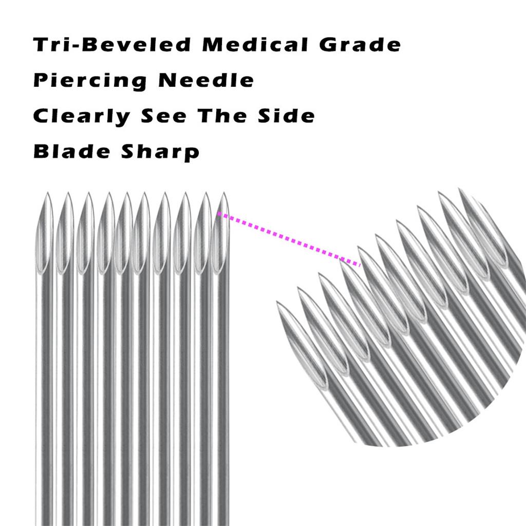 10 Pieces Stainless Steel Sterilized Piercing Needles For Navel Ear Lip 14g