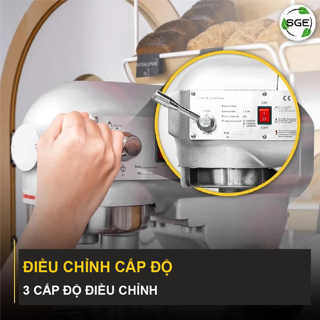 Máy Trộn Bột/Máy Trộn Thực Phẩm EM ECO (10-30 L) Đi Kèm Theo Máy Là Bộ Ba Đầu Trộn Để Phù Hợp Nhu Cầu Sử Dụng Khác Nhau SGE