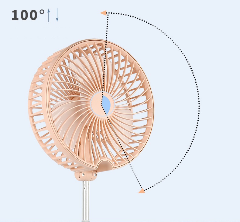 Quạt Sạc Tích Điện Đèn LED Gấp Gọn Có Chức Năng giá đỡ điên thoại, 3 Chế Độ Gió Nhẹ Gió Mạnh Gió Tự Nhiên, Pin LITHIUM POLYMER 7200mah, Trang Bị Điều Khiển Từ Xa