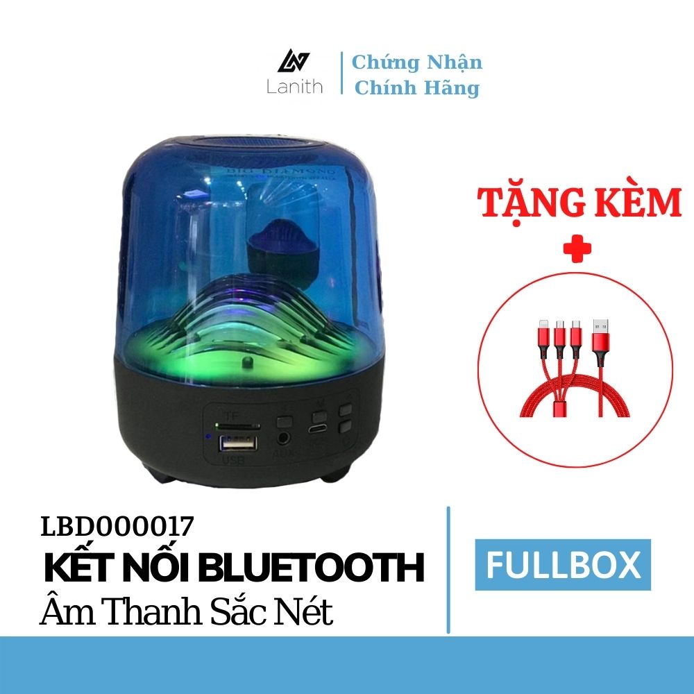 Loa bluetooth Lanith có đèn nháy theo nhạc L17-B trong suốt cao cấp - Tặng dây cáp sạc 3 đầu - Loa bluetooth trong suốt hỗ trợ thẻ nhớ, USB - Hàng chính hãng - LBD00017.CAP0001