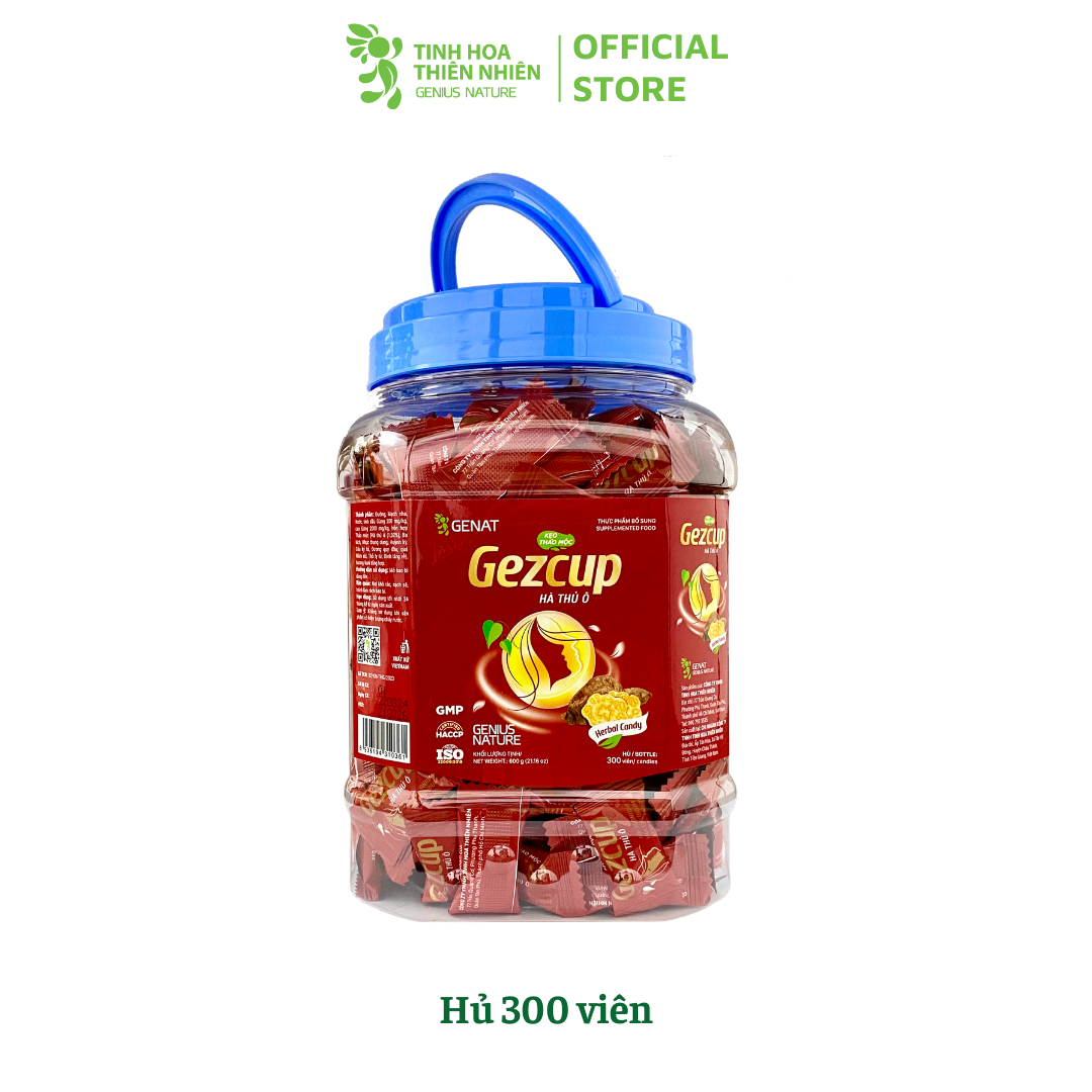 Kẹo thảo mộc Gezcup Hà thủ ô (Hủ 300 viên) - Genat Giao 2H HCM