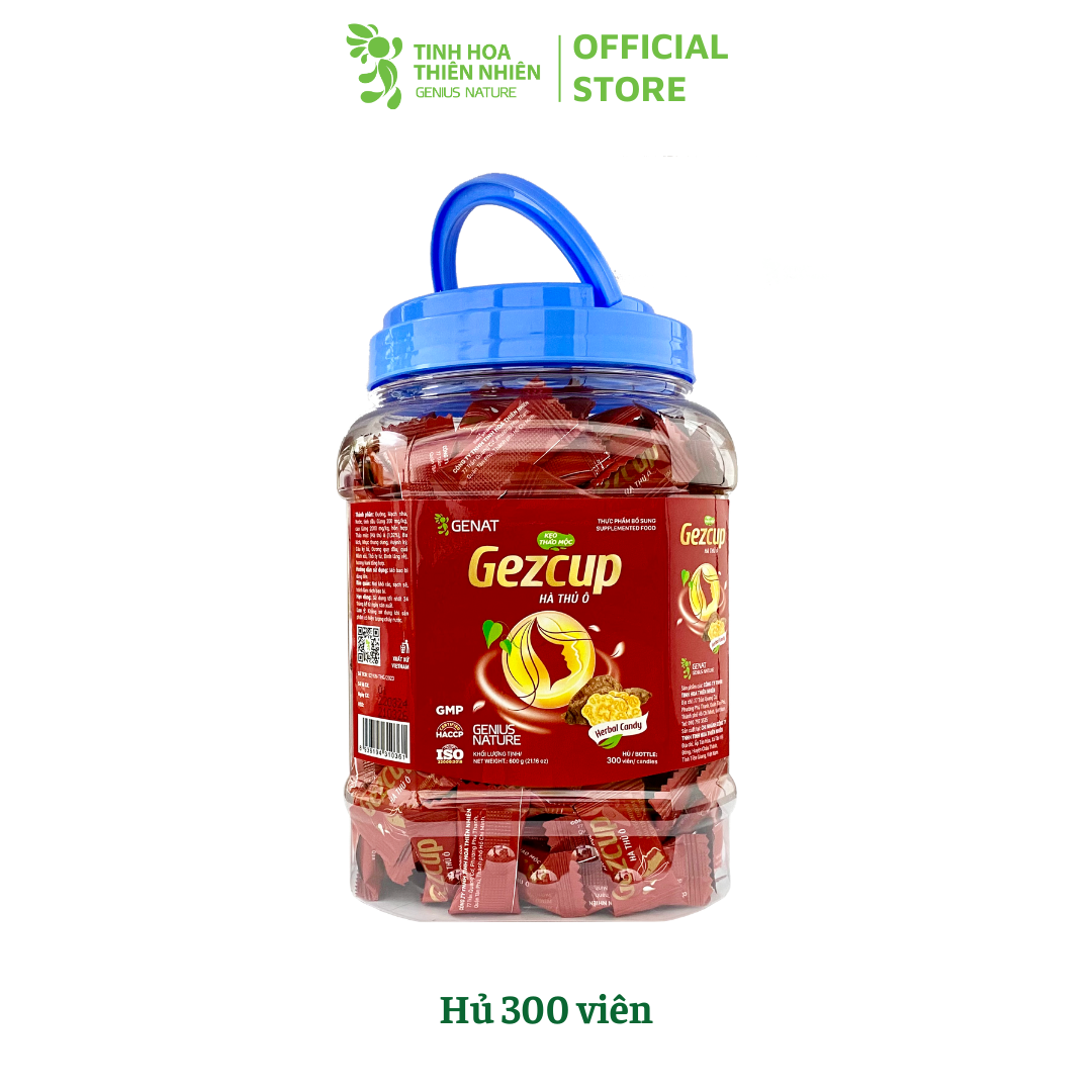 Kẹo thảo mộc Gezcup Hà thủ ô (Hủ 300 viên) - Genat