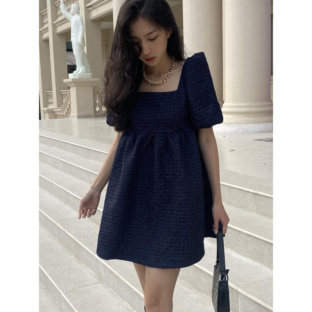 OLALASTUDIO Đầm babydoll xanh đen Hannah Dress