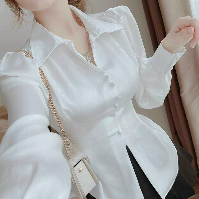 SÉT ÁO SƠ MI CÁCH ĐIỆU CỘT NƠ SAU LƯNG PHỐI CHÂN VÁY XÒE DẬP LY