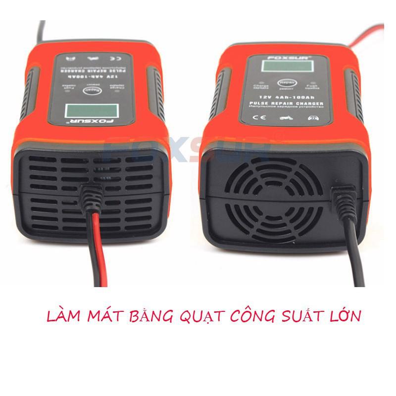 Bộ sạc bình ắc quy 12v 5A FOXSUR kèm phục hồi bình tự ngắt khi sạc đầy