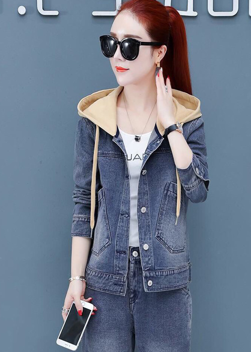 ÁO KHOÁC JEAN PHỐI NÓN ẤN TƯỢNG AK631 - xanh - L