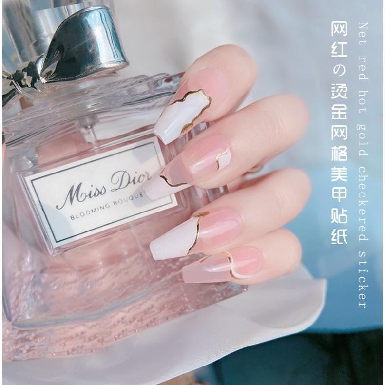 Sticker Nails 3D | Họa Tiết Bronzing Caro | Hình Dán Móng