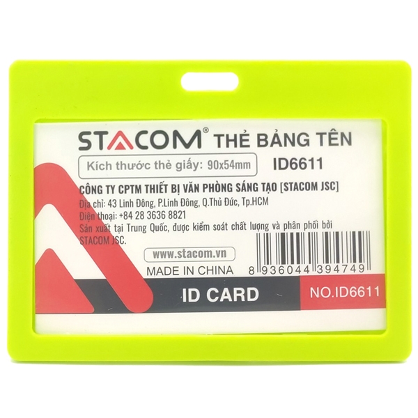 Bộ 3 Bảng Tên Nhựa Stacom ID6611 - Xanh Chuối