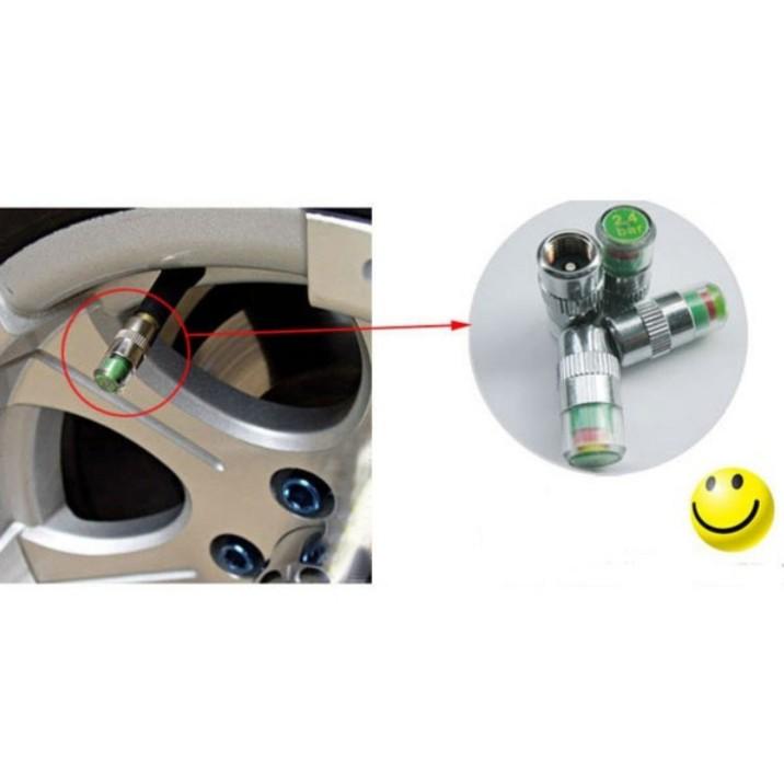 Bộ 4 nút gắn van lốp xe cảnh báo áp suất lốp xe hơi, 4 nắp đậy van bánh xe có báo động áp suất lốp cho xe ô tô, nhỏ gọn