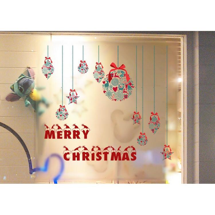 Decal dán kính cao cấp - rèm dây Hoa trang trí Merry Christmas