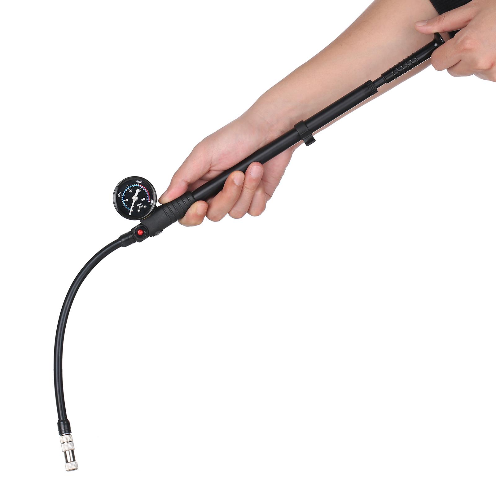 Máy bơm không khí 300 psi tức thời Presta Schrader Valve cho xe đạp leo núi với máy đo cho hệ thống treo phía sau