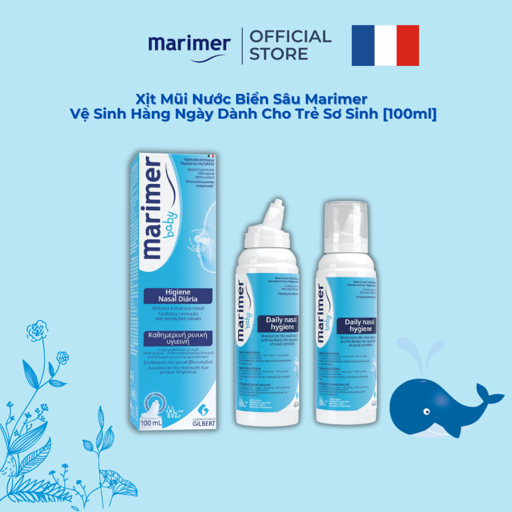 Xịt Mũi Nước Biển Sâu Marimer - Vệ Sinh Hàng Ngày Dành Cho Trẻ Sơ Sinh [100ml] - 7202C