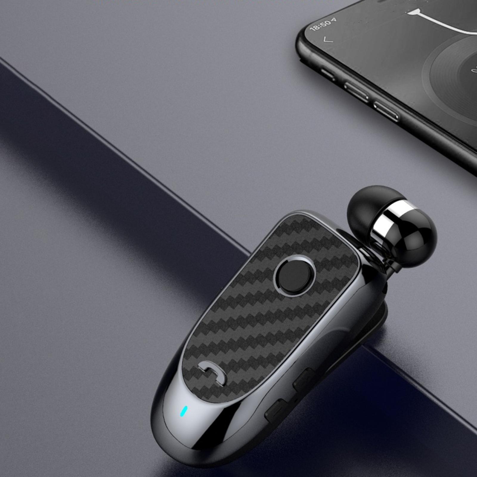 Bluetooth 5.0 Headset Clip-on Stereo Retractable Earbud for Business Driver Workout