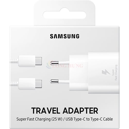 Combo cốc sạc Samsung Travel Adapter PD25W 1Type-C + Cáp USB Type-C to Type-C 1m EP-TA800X - Hàng chính hãng