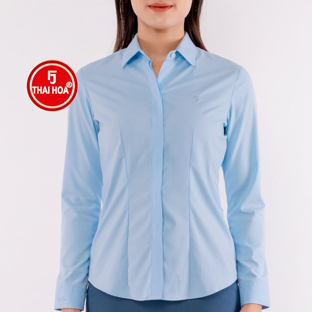 Áo sơ mi nữ Thái Hòa dài tay 9021-03-02 chất liệu vải sợi tre thoáng mát đa dạng màu sắc