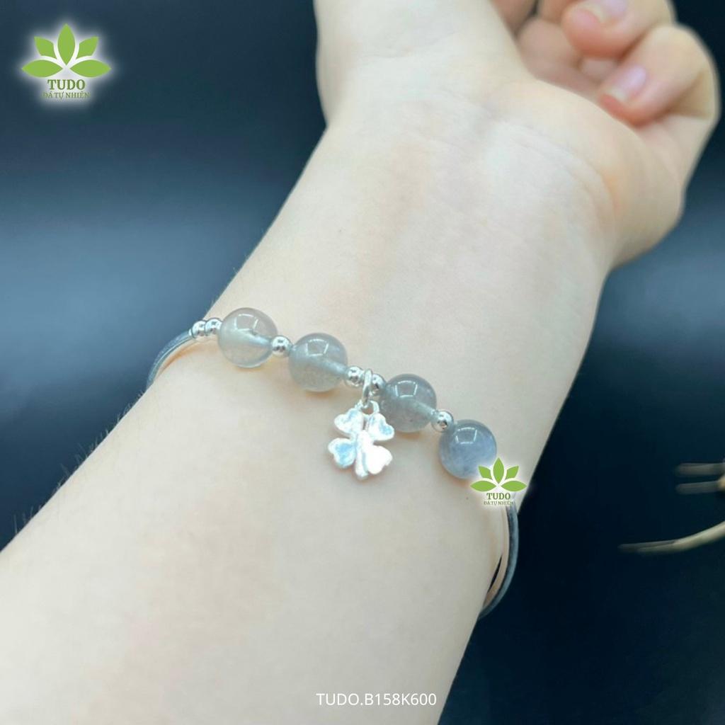 Vòng Tay Nữ Đẹp - Vòng Phong Thủy Mệnh Thủy TUDO B158K600 VCBMOON VCBXACU Charm Bạc Vương Miện, Cỏ 4 Lá
