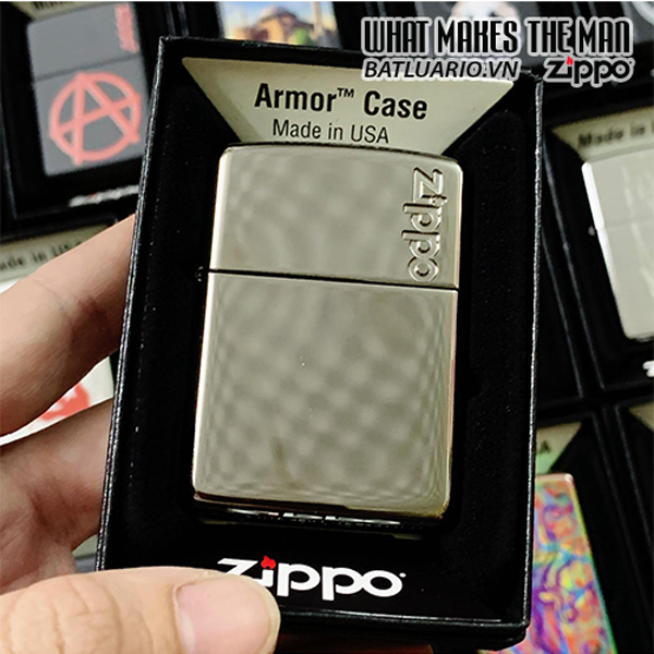 Bật Lửa Zippo Armor Black Ice Logo Zippo