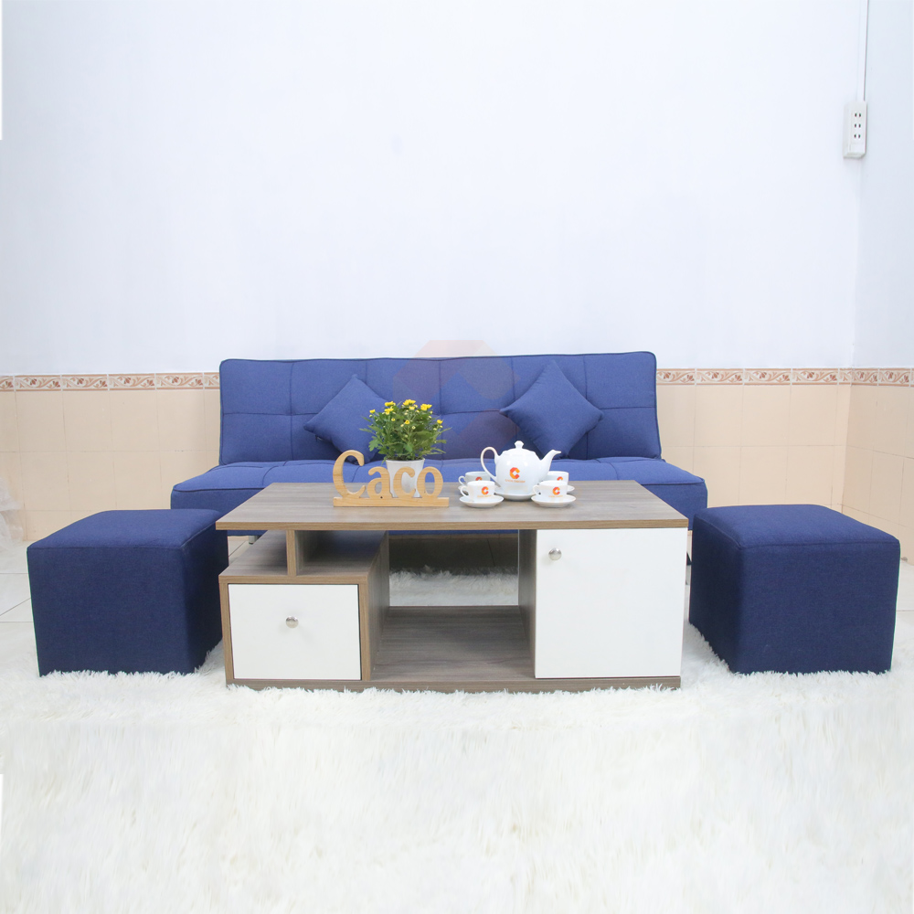 BỘ BÀN GHẾ SOFA BED CACO MÀU XANH DƯƠNG