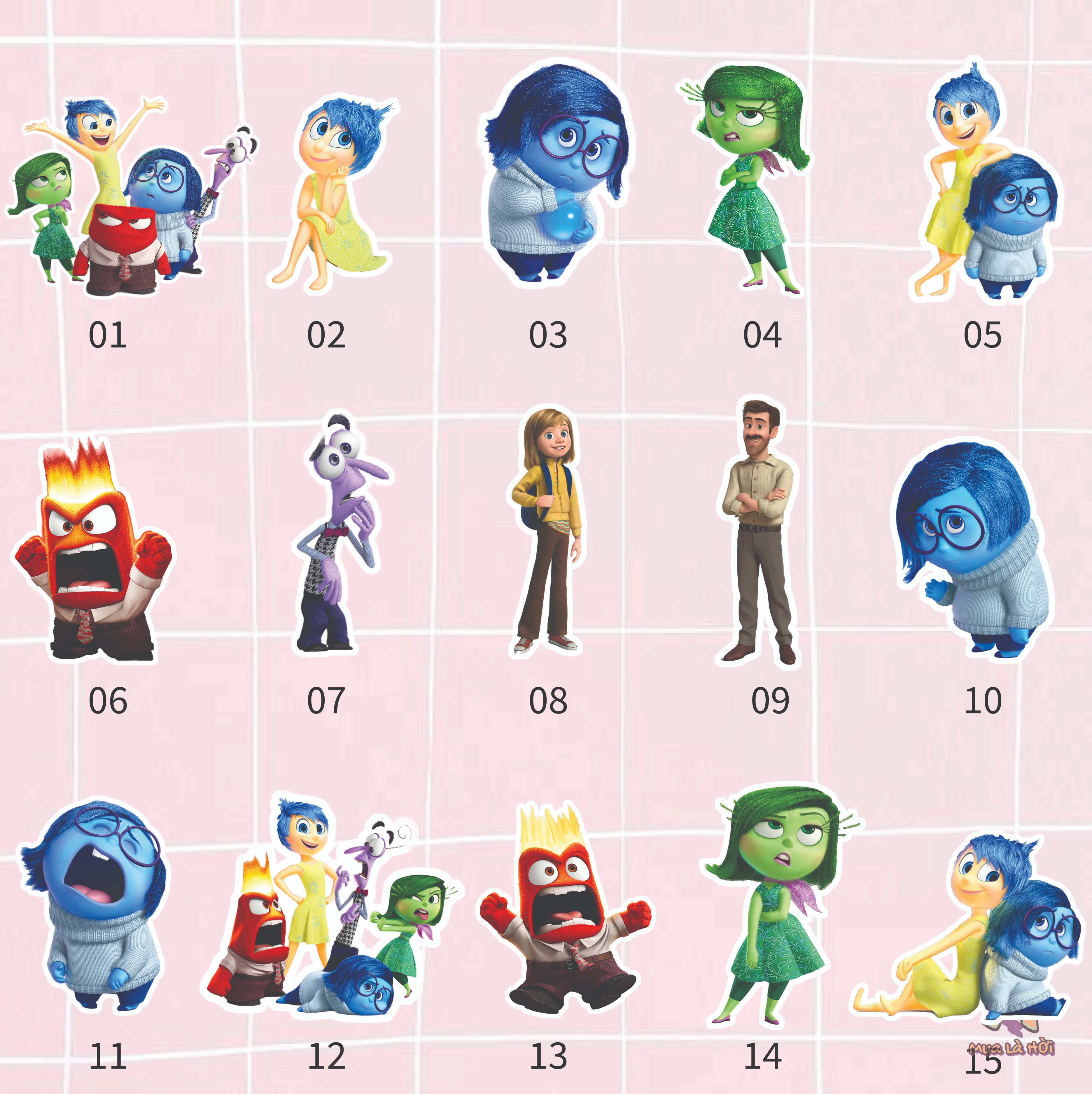 Miếng dán Stickers chủ đề Những mảnh ghép cảm xúc (Inside Out)