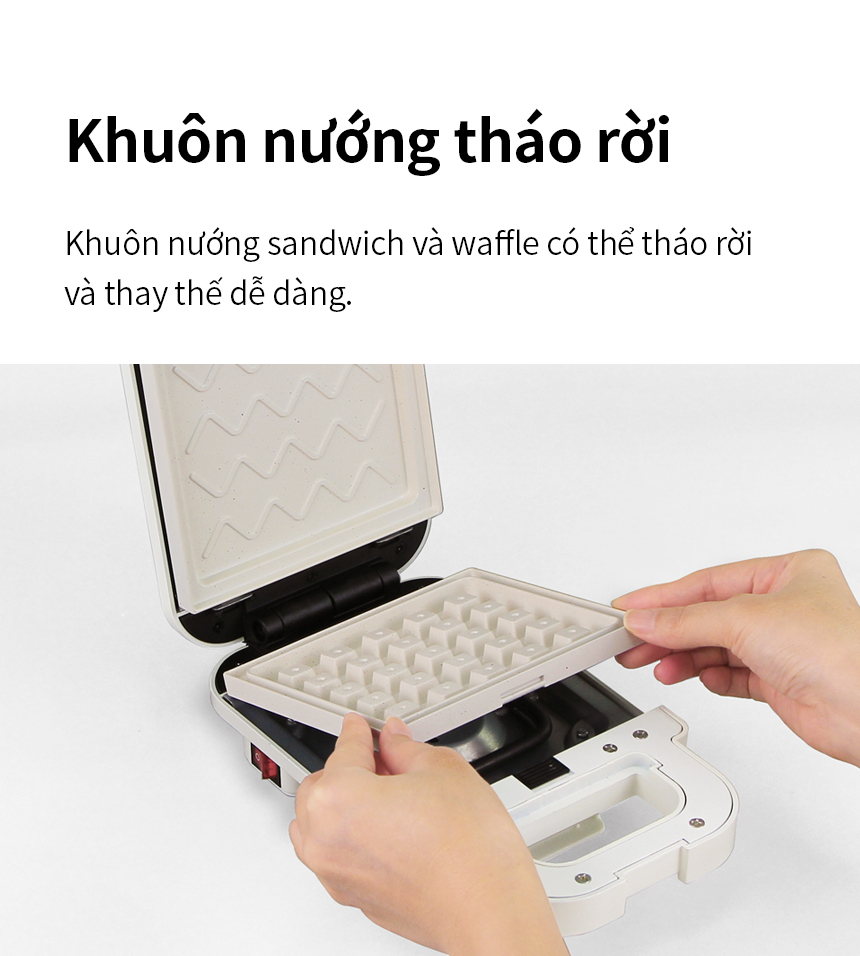 Máy kẹp nướng bánh LocknLock EJB126IVY - Hàng Chính Hãng