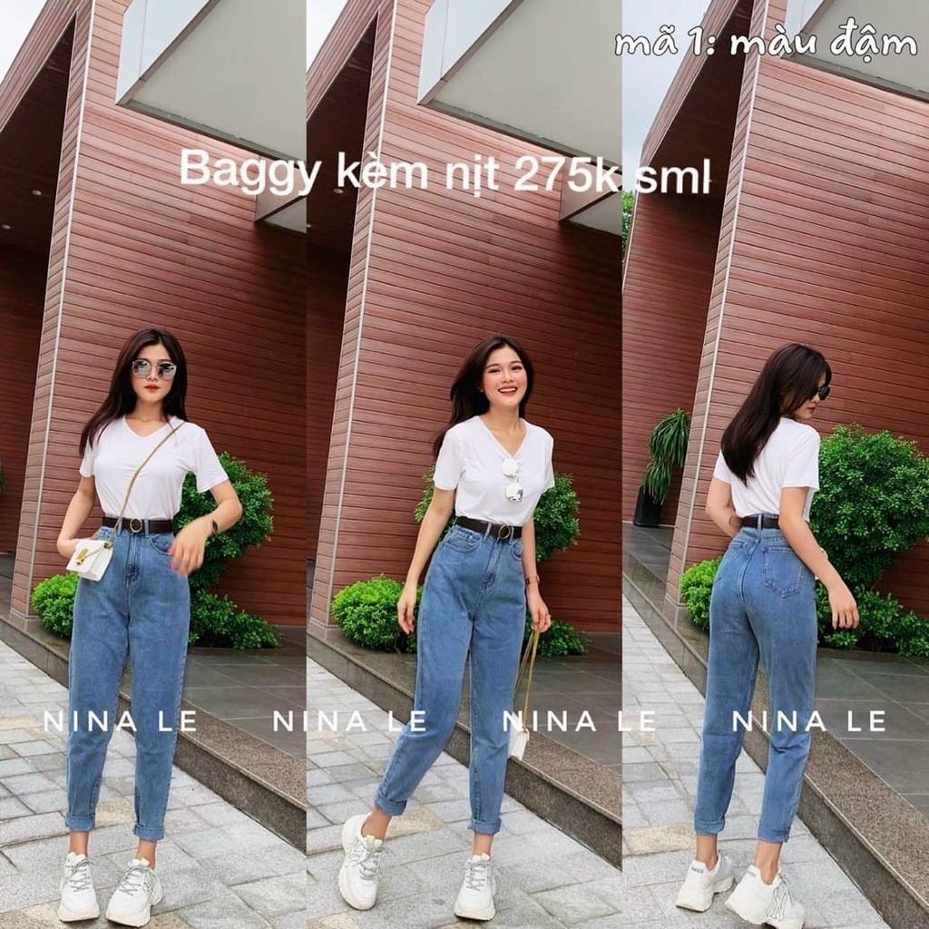 Quần baggy jean nữ trơn size đại.
