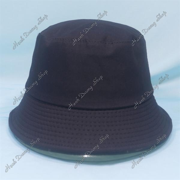 Nón tai bèo mũ bucket vành nhỏ thêu chữ Nghèo mà có tình - Đen
