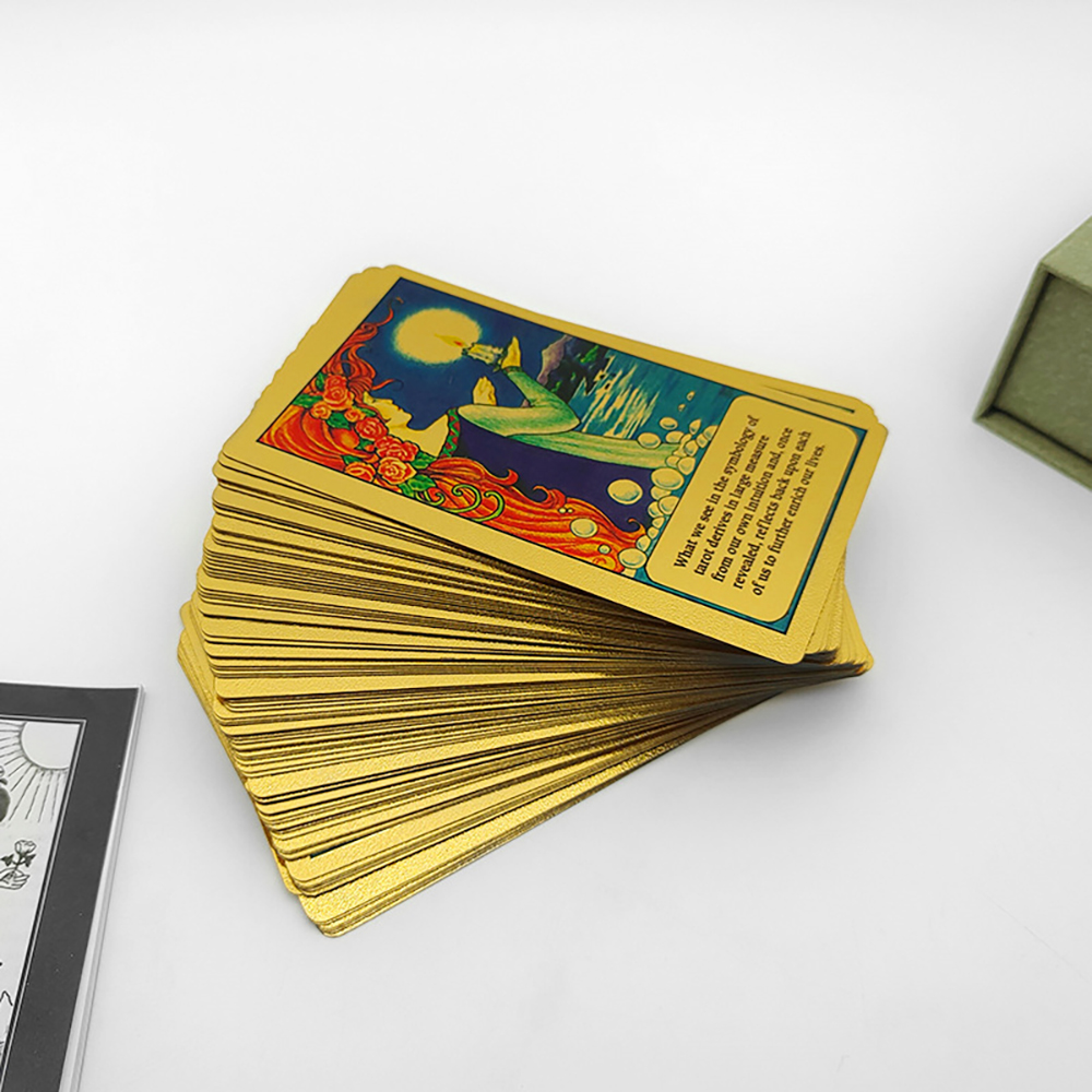 Bộ Bài Tarot Gold Foil Cao Cấp Waite Gray Chất Liệu PVC Chống Nước The Fool Hộp Cứng
