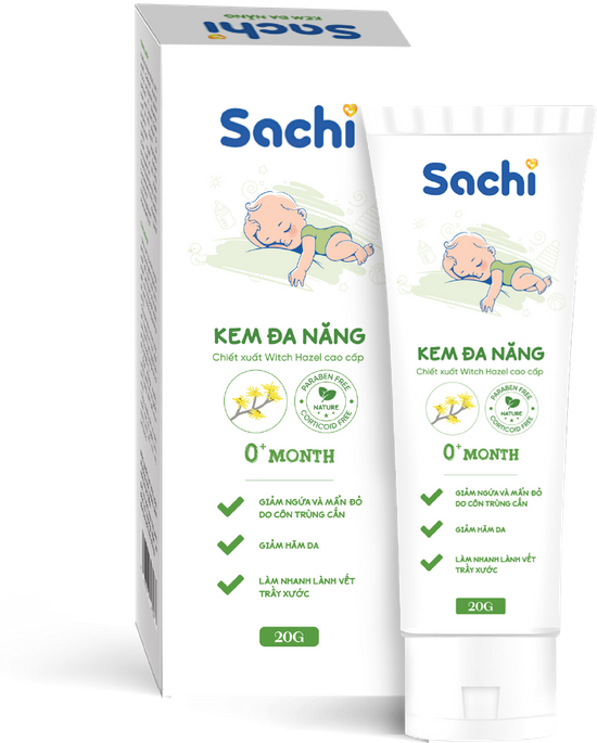 Combo Sữa Tắm Thảo Dược SACHI 250ml Và Kem Đa Năng SACHI 20G Dưỡng Ẩm, Sạch Dịu Da, Phòng Ngừa Rôm Sẩy, Ho Cảm Cho Bé