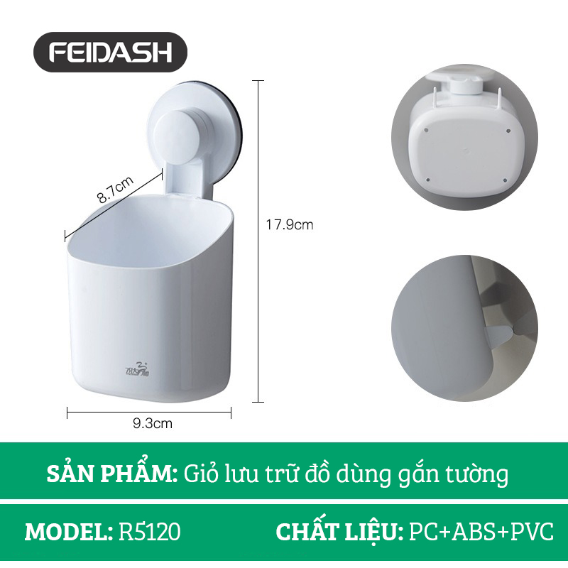 Hộp Treo Tường Đa Năng Dùng Để Dầu Gội, Bàn Chải, Kem Đánh Răng ,... Phong Cách Hàn Quốc FEIDASH - Dán Tường Tiện Lợi, Không Cần Khoan Đục - Màu Trắng Tinh Tế Sang Trọng